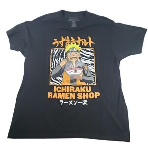 Naruto Shippuden Ichiraku Ramen Shop Graphic T-Shirt Mens XL Black Viz‎ Media